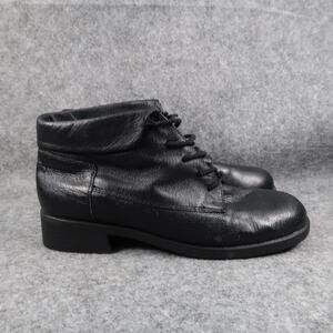 Step Up Shoes Womens 7W Ankle Boots Lace Up Leather Bootie Comfort Black Retro